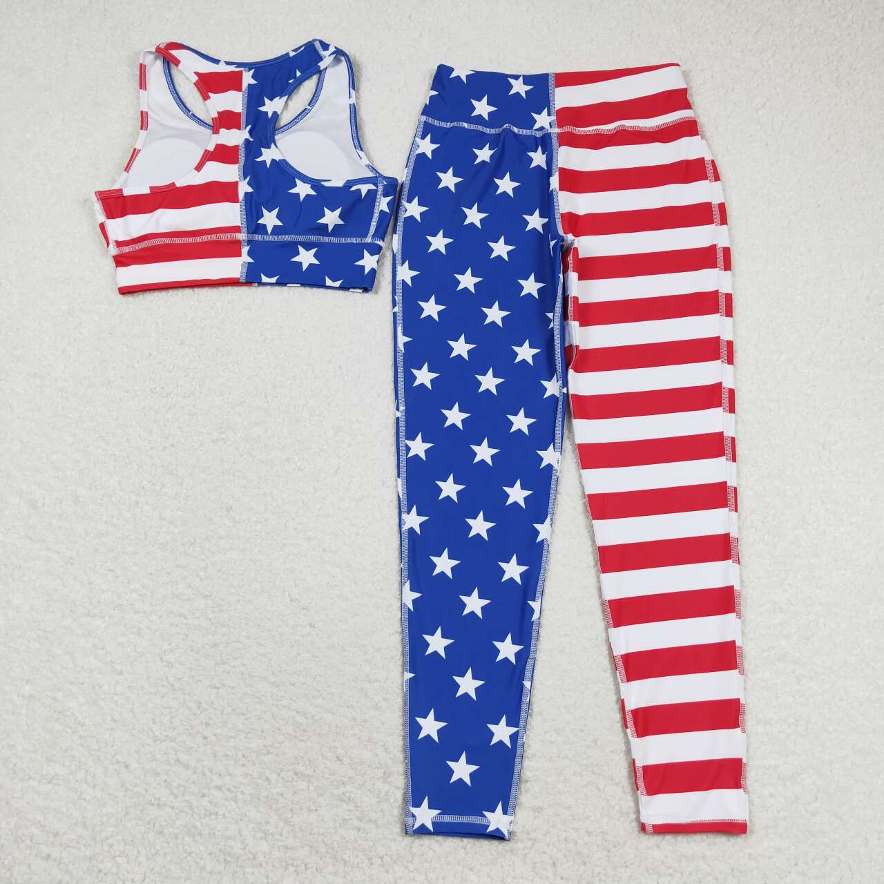 Adult blue star red stripes july 4th yoga outfit