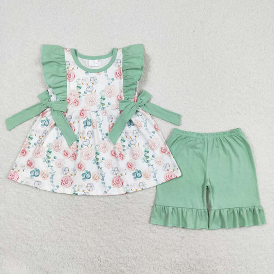 infant baby girls blue floral boutique outfit