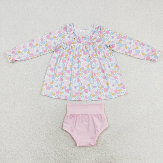 pink blue floral summer bummies set