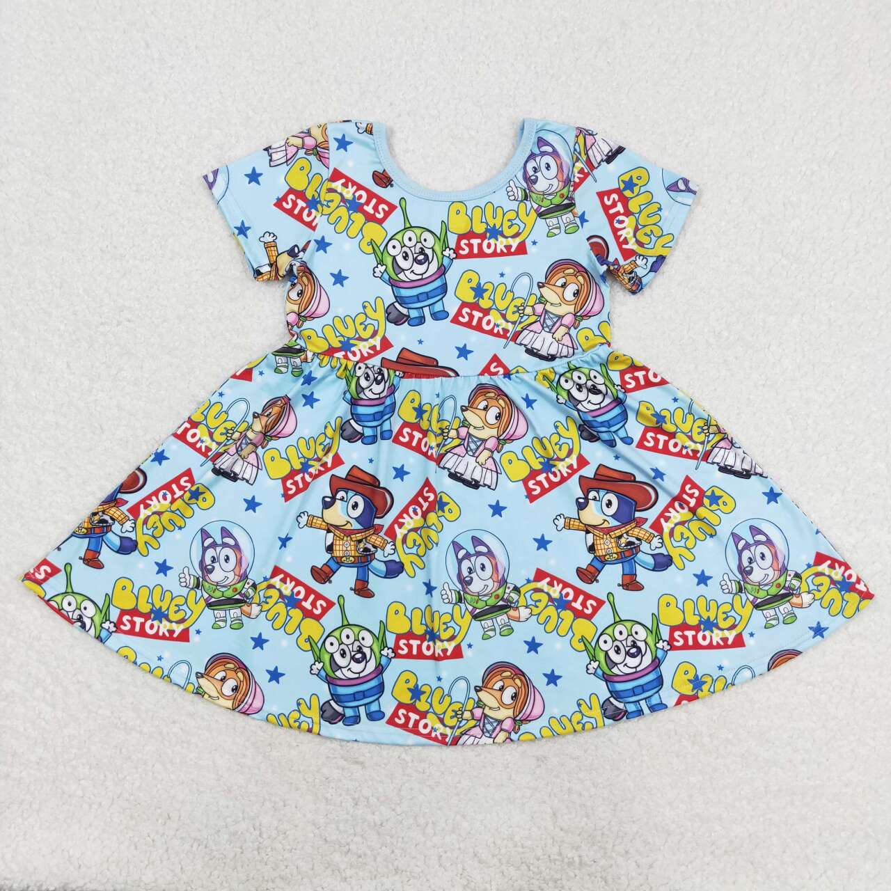 sister brother blue cartoon dog macthing clothing set