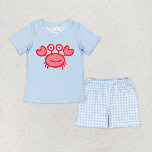 toddle baby boy embroidery crab outfit