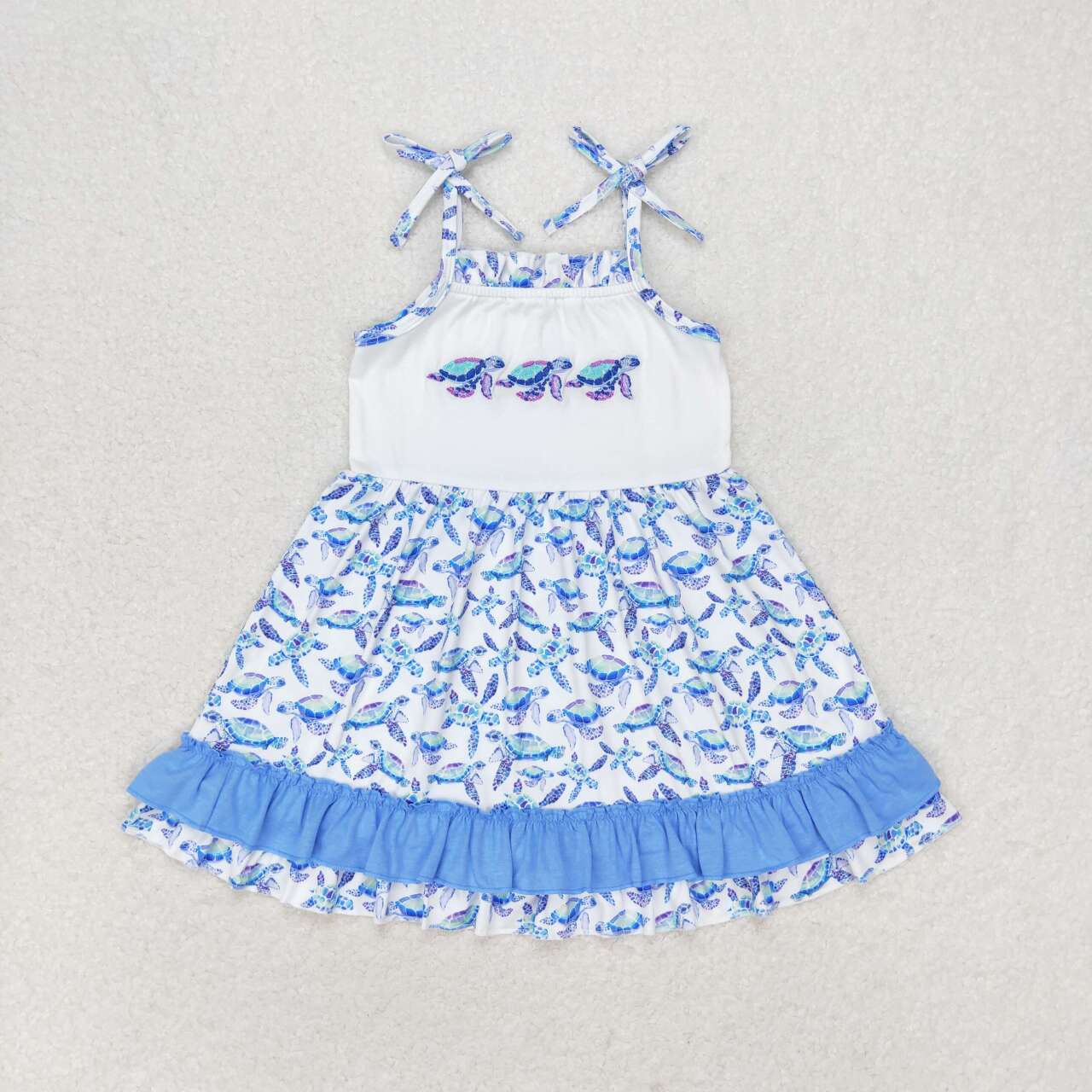 embroidery sea turtle summer beach dress