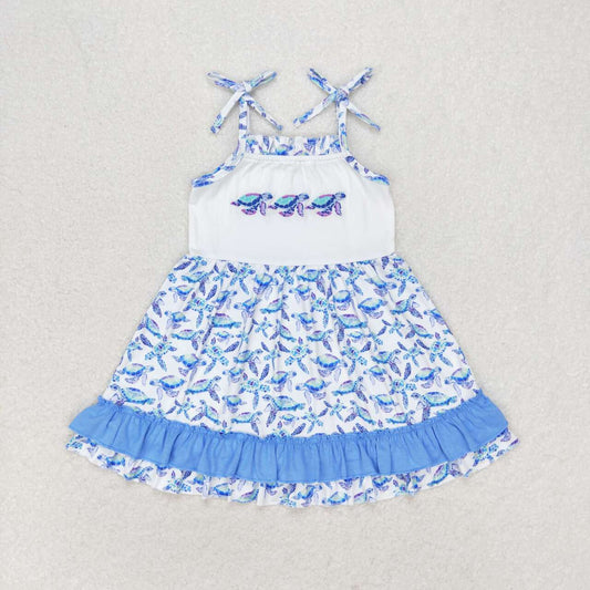 embroidery sea turtle summer beach dress