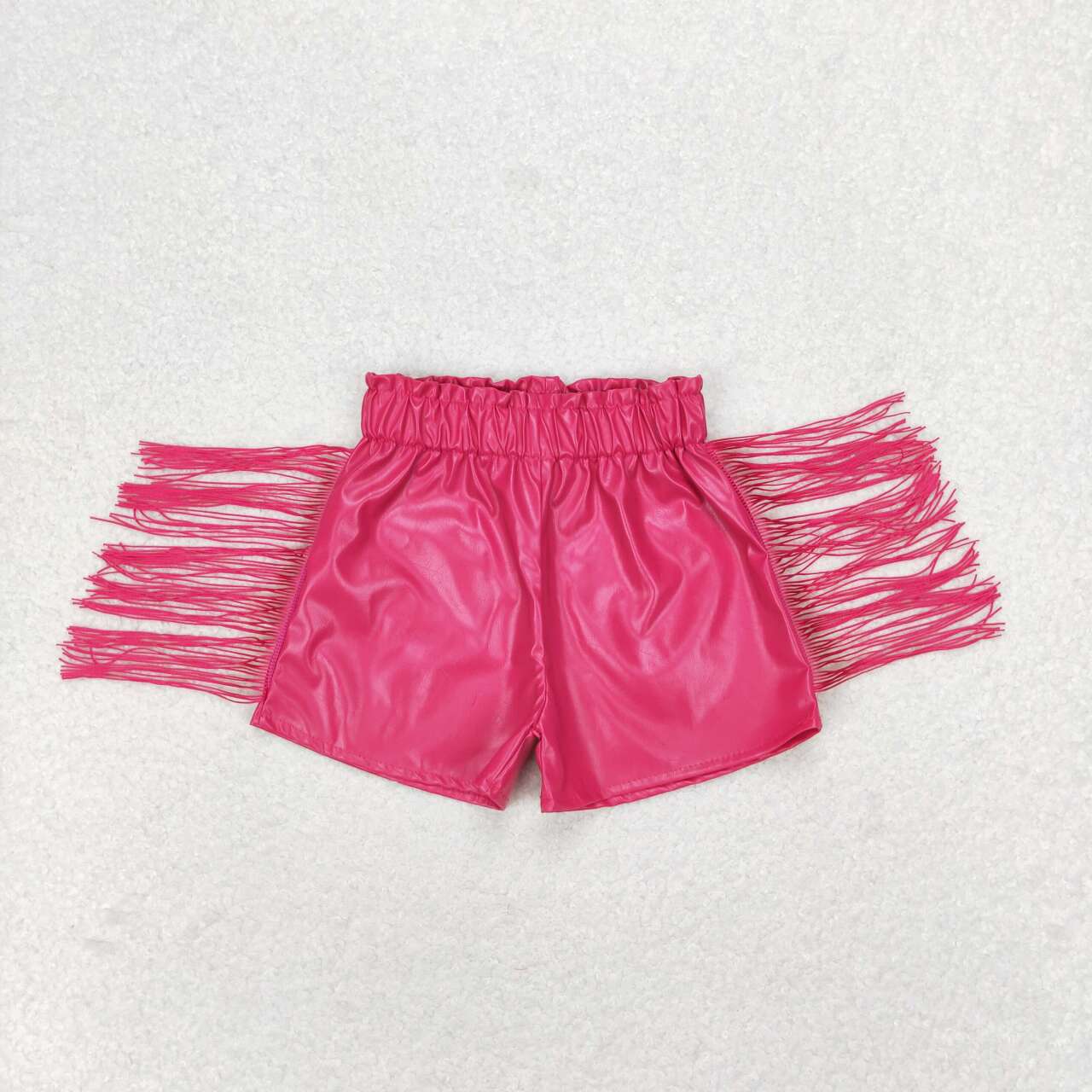 toddle girls hot pink p-leather tassel shorts