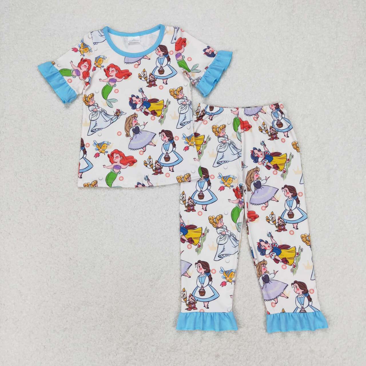 best sister princess mermaid cartoon baby wholesale clothing set