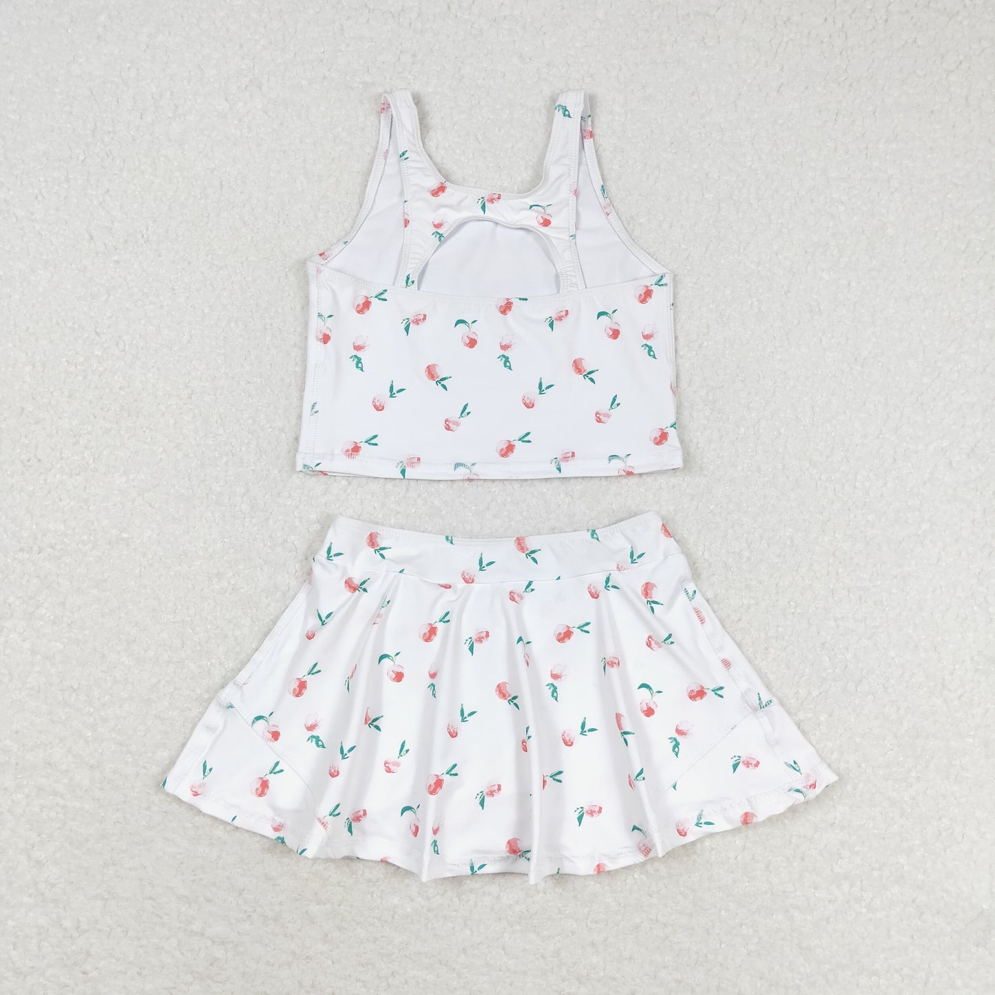 peach fruit girls summer skirt outfit