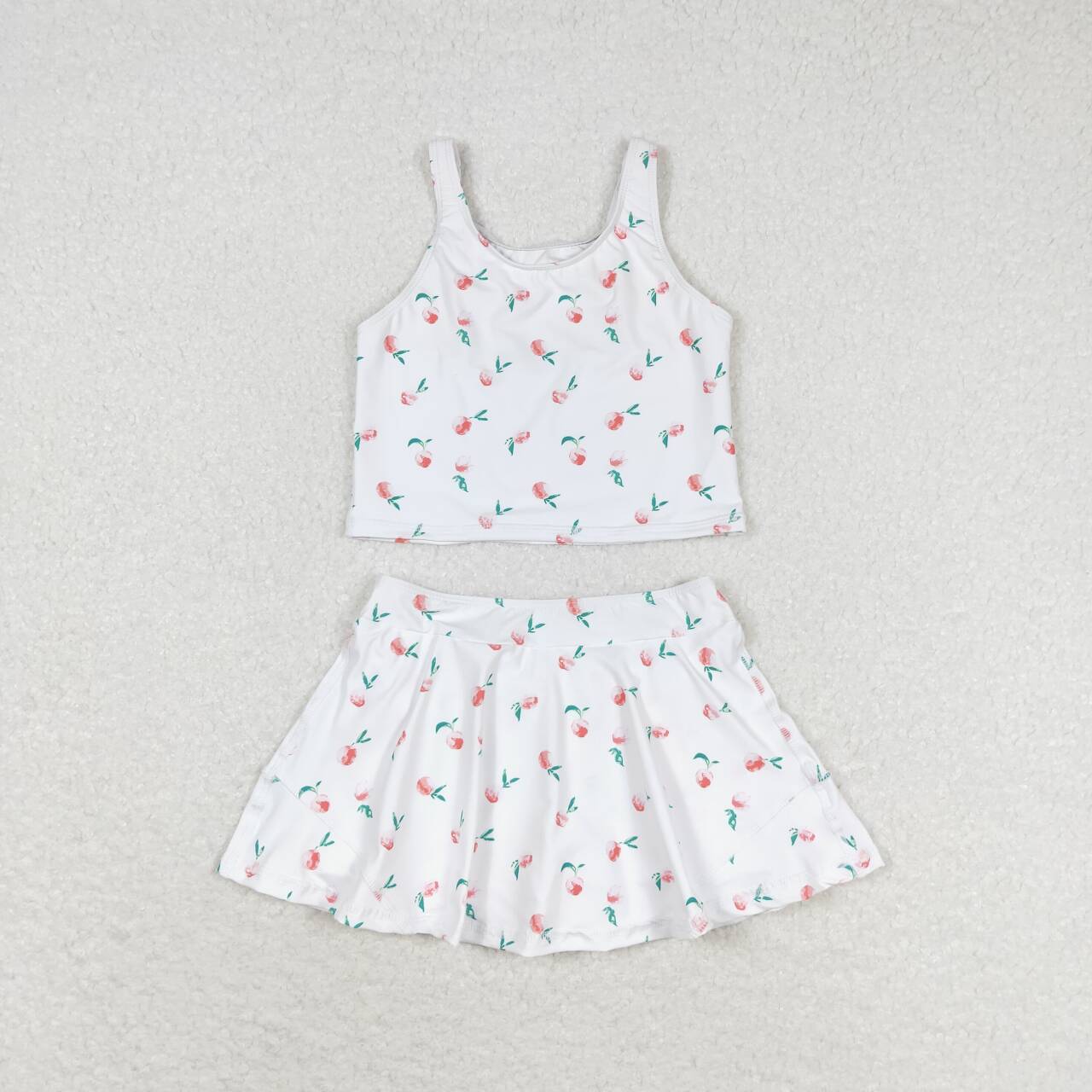 peach fruit girls summer skirt outfit