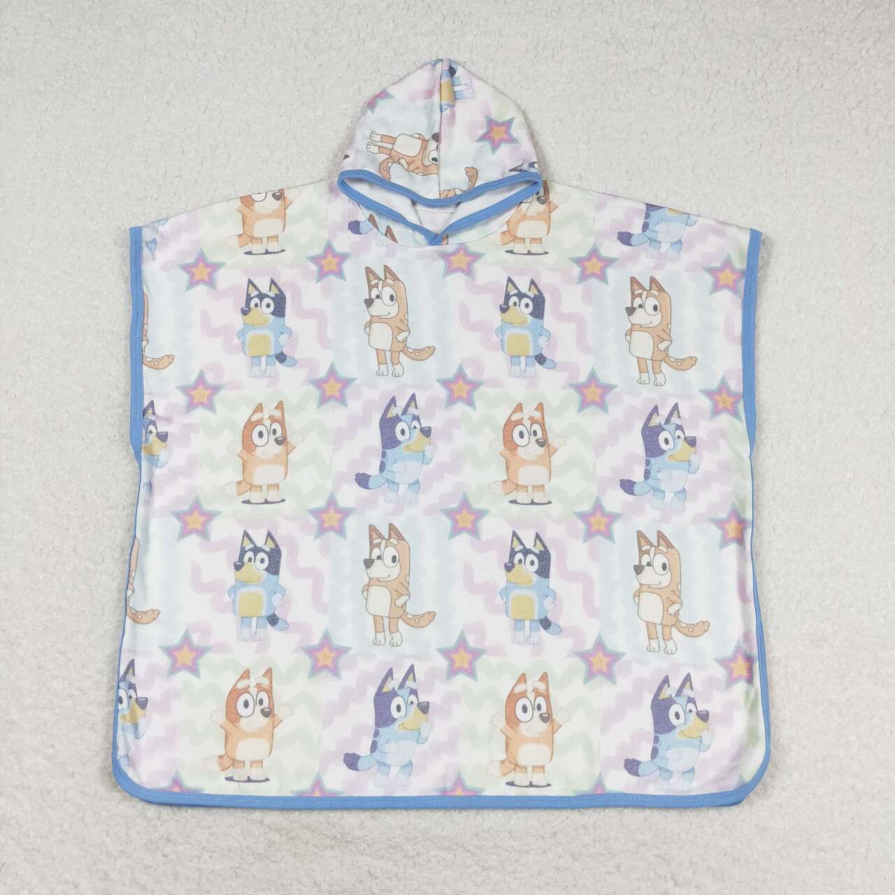 infant baby girls blue cartoon dog hooded towel