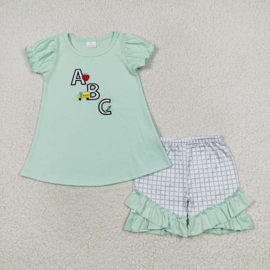 embroidery ABC back to school apple clothing set