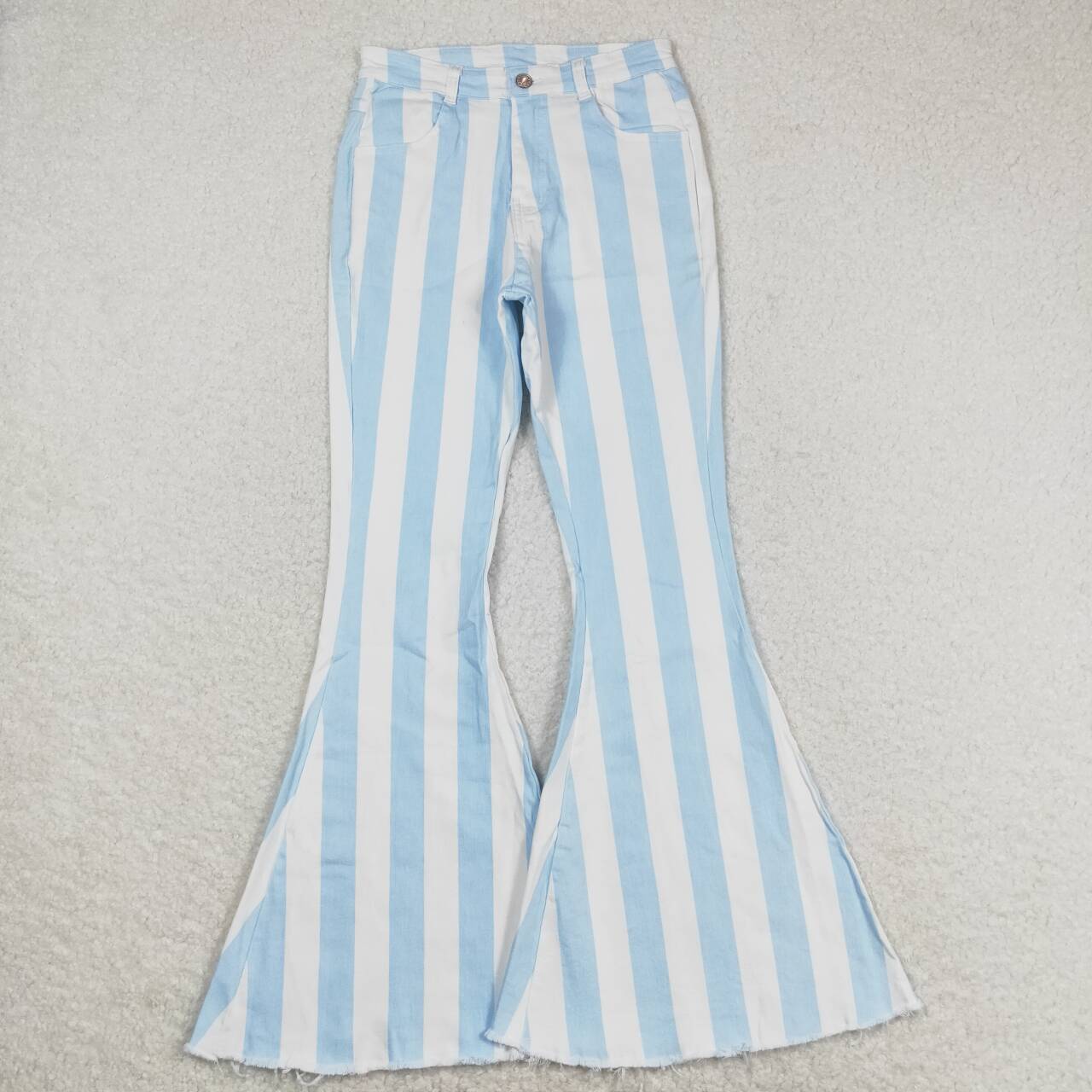 Adult women blue stripes jeans bell bottoms