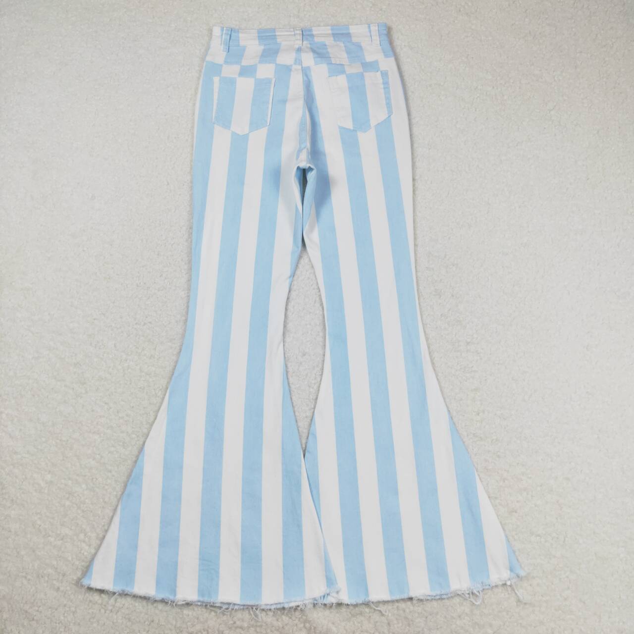 Adult women blue stripes jeans bell bottoms