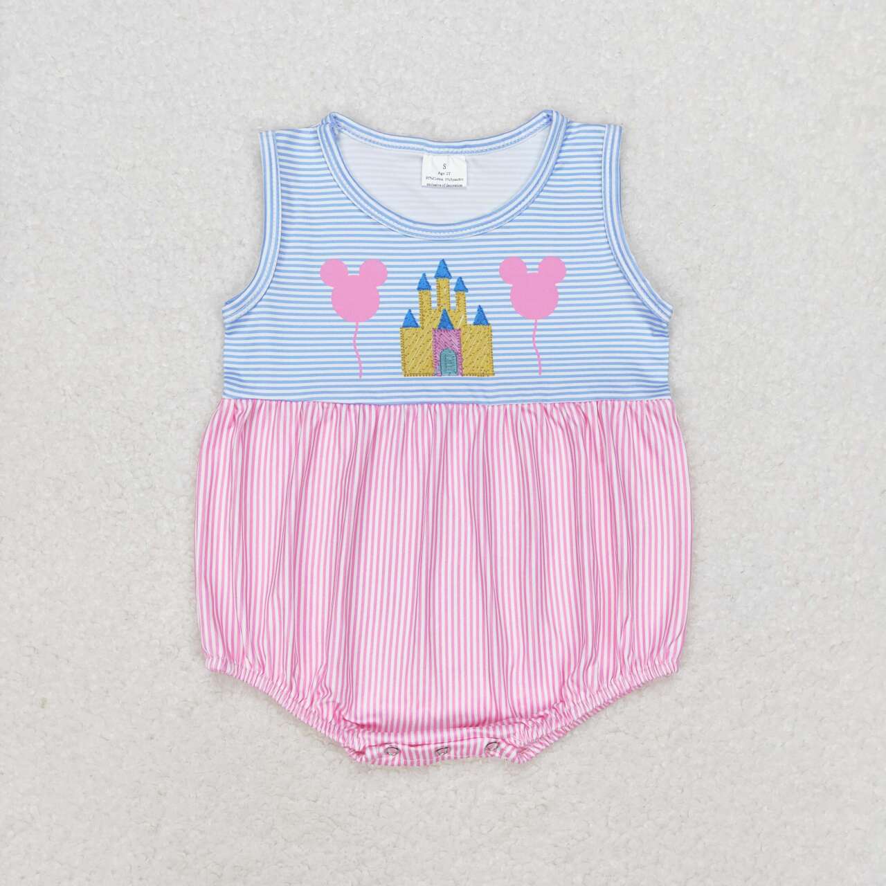 toddle baby girls pink blue castle romper