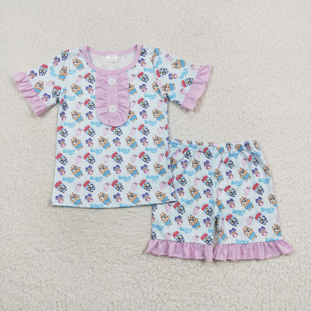 blue cartoon dog baby girl summer outfit