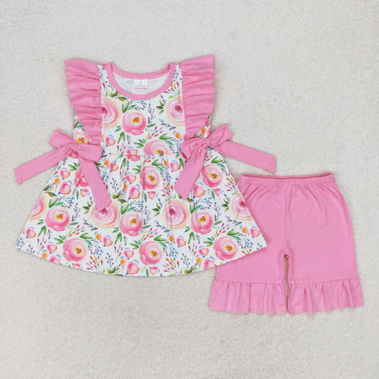 infant baby girls pink floral boutique outfit