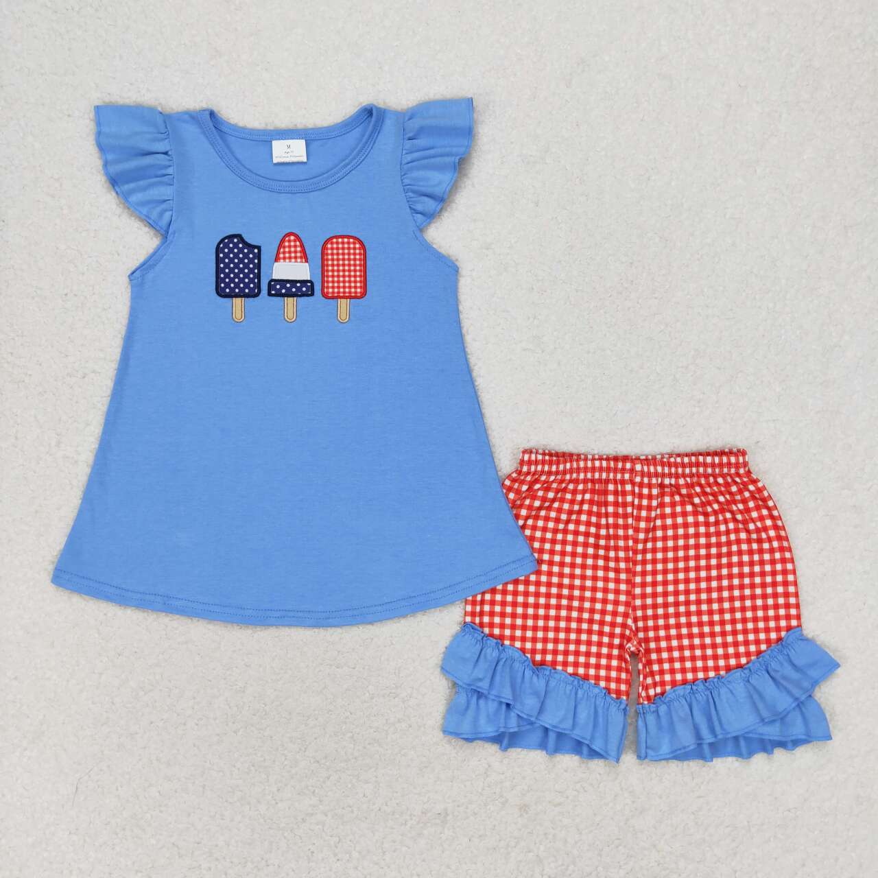 Sister brother july 4th embroidery popsicle outfit