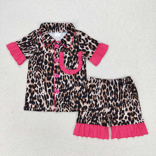 wholesale girls cheetah leopard animal pajama set