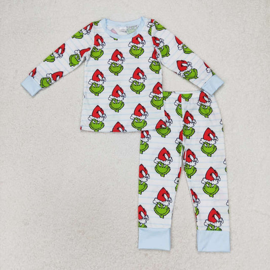 baby boy outfit christmas green face long sleeve bamboo pajama set clothes