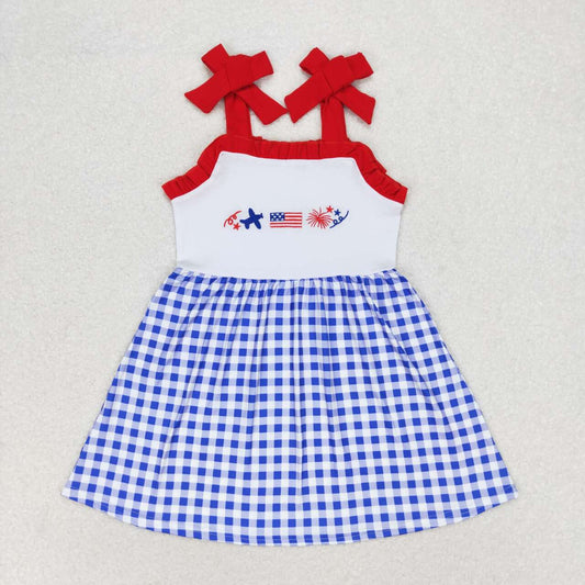 embroidery American flag girls 4th of july dress