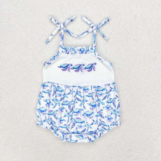 toddle baby girls embroidery sea turtle romper