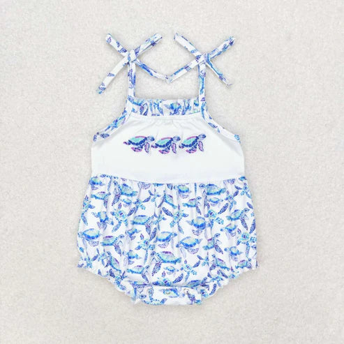 sister brother embroidery sea turtle baby girls summer beach clothes