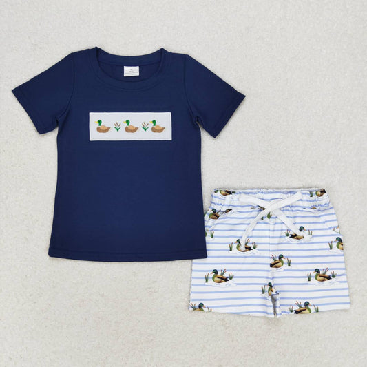 USA SHOP embroidery mallard duck matching baby boy summer clothes