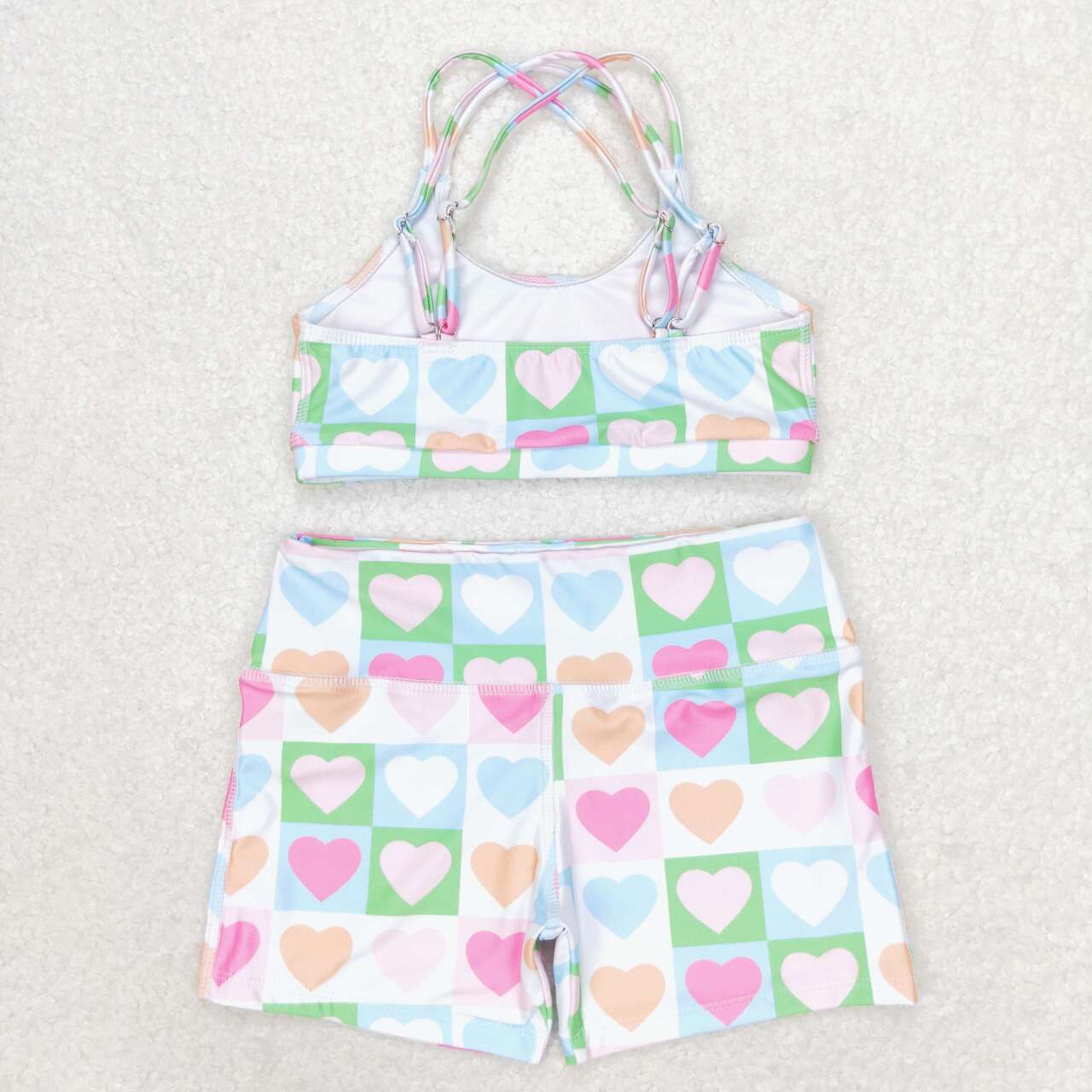 heart printed two pieces wholesale summer swimwear