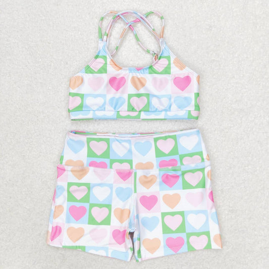 heart printed two pieces wholesale summer swimwear