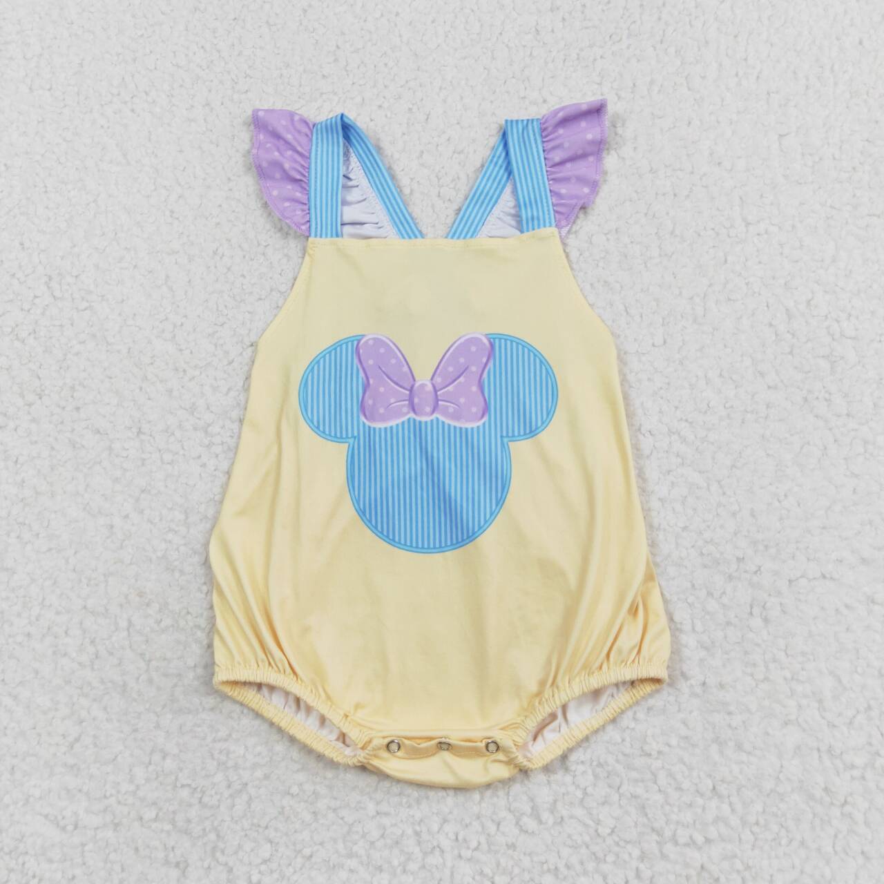 toddle baby girl yellow stripes cartoon romper