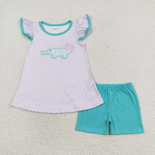 baby girls embroidery crocodile design outfit