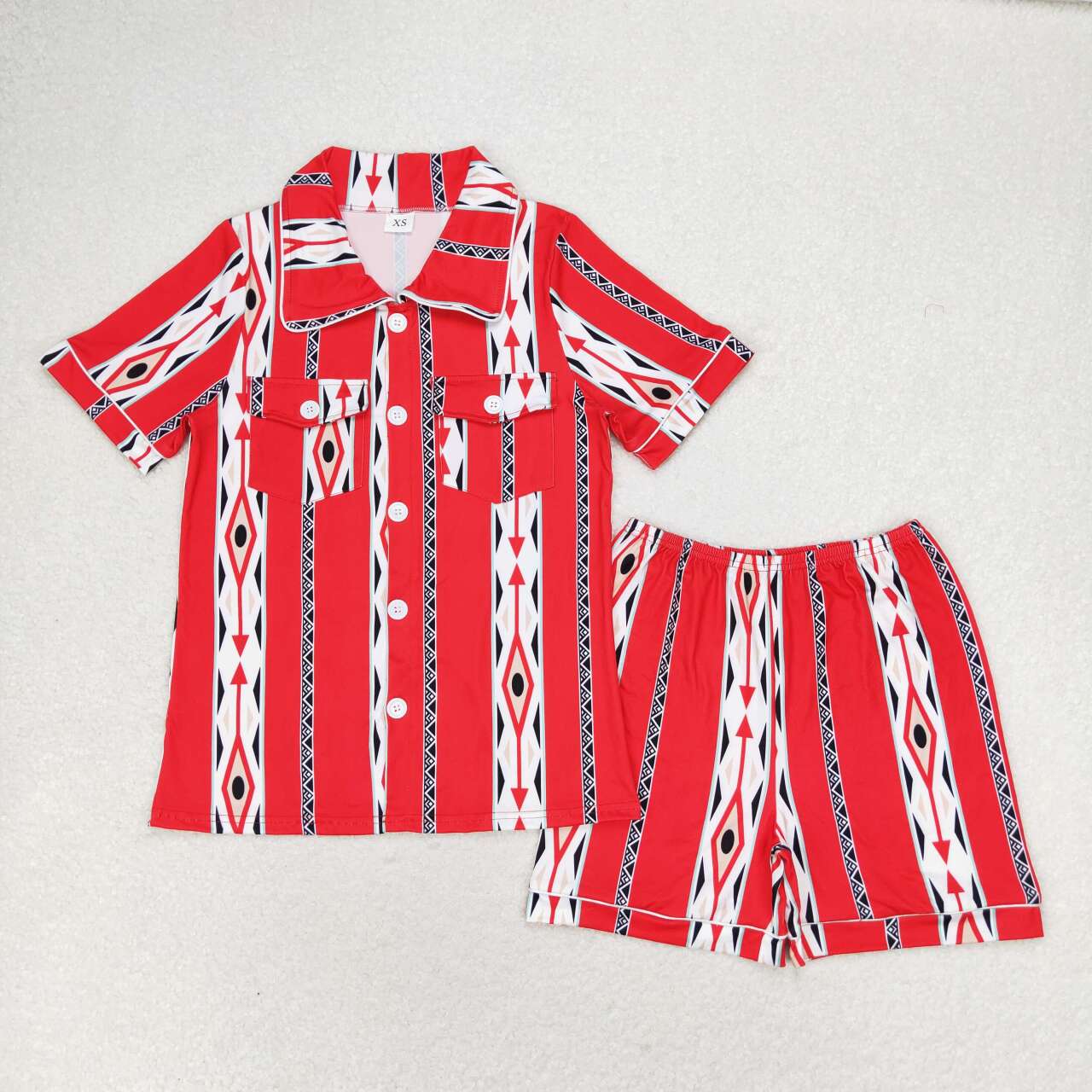 Adult women western aztec short sleeve pajama set