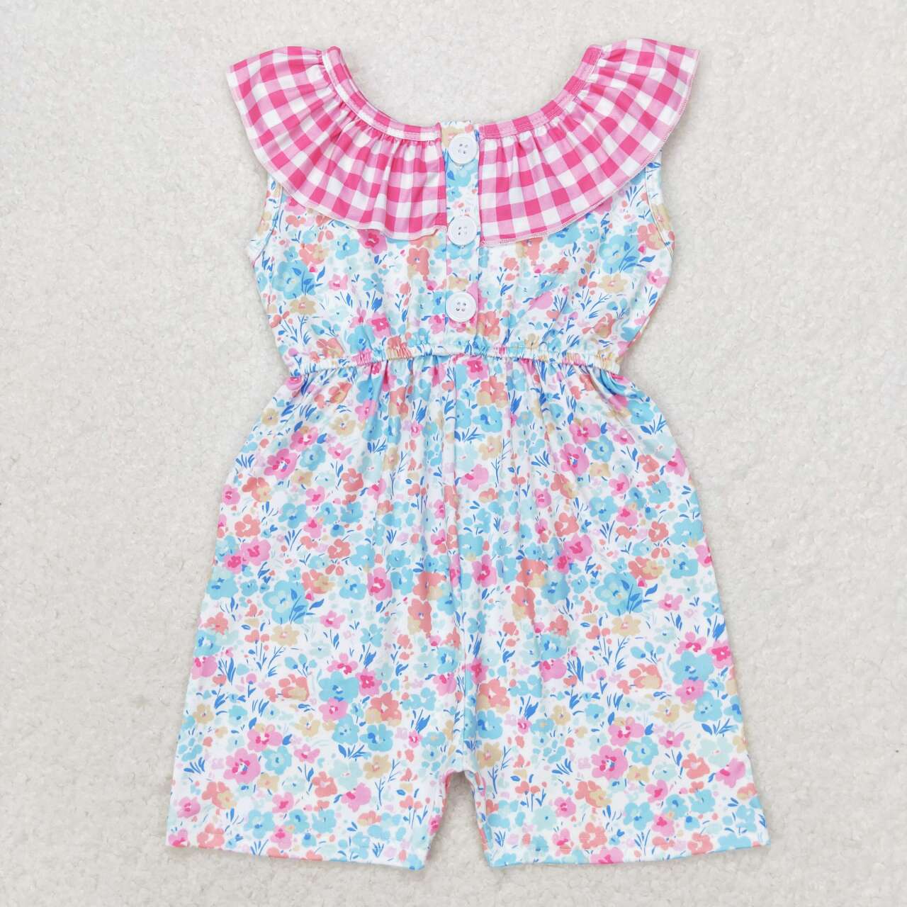 baby girls pink gingham floral jumpsuit