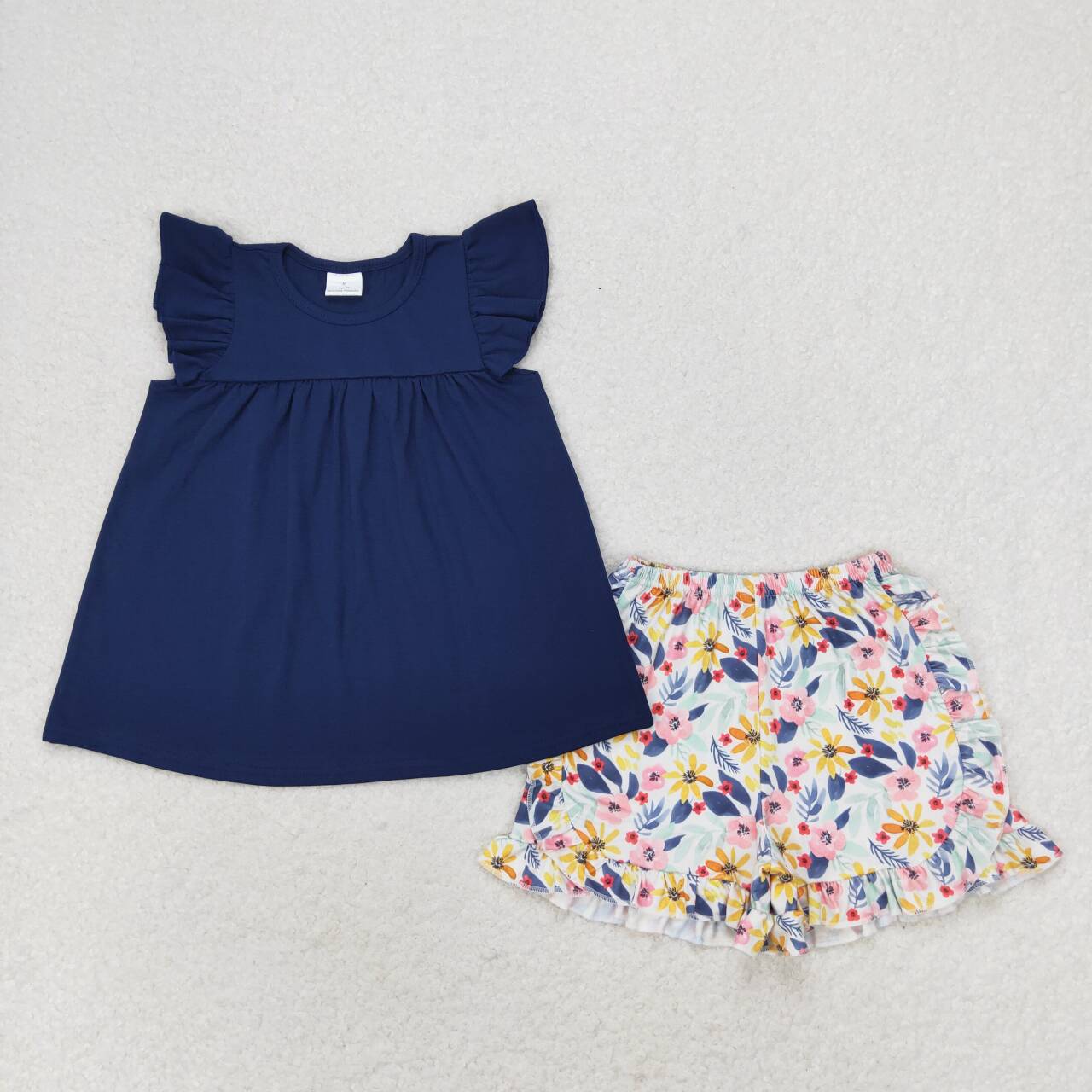 toddle girls navy shirt floral shorts summer clothes