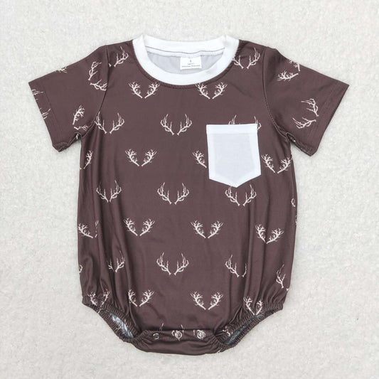 baby boy short sleeve reindeer romper