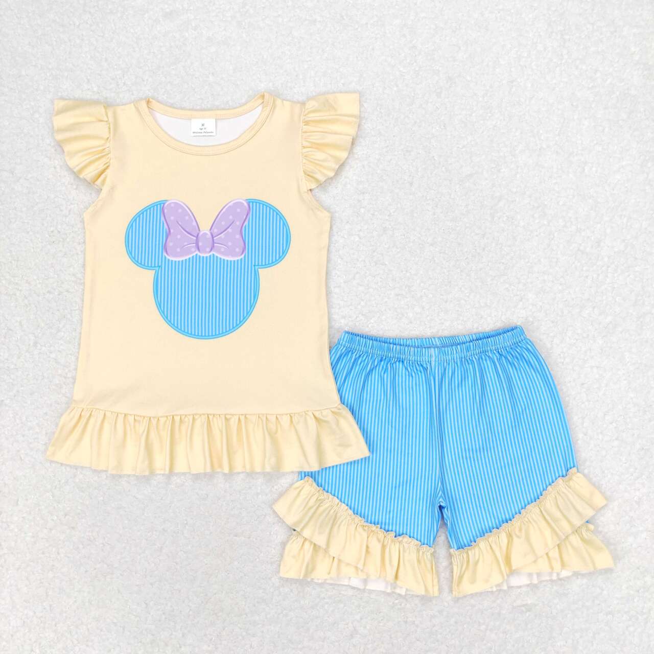 blue stripes cartoon outfit for girls