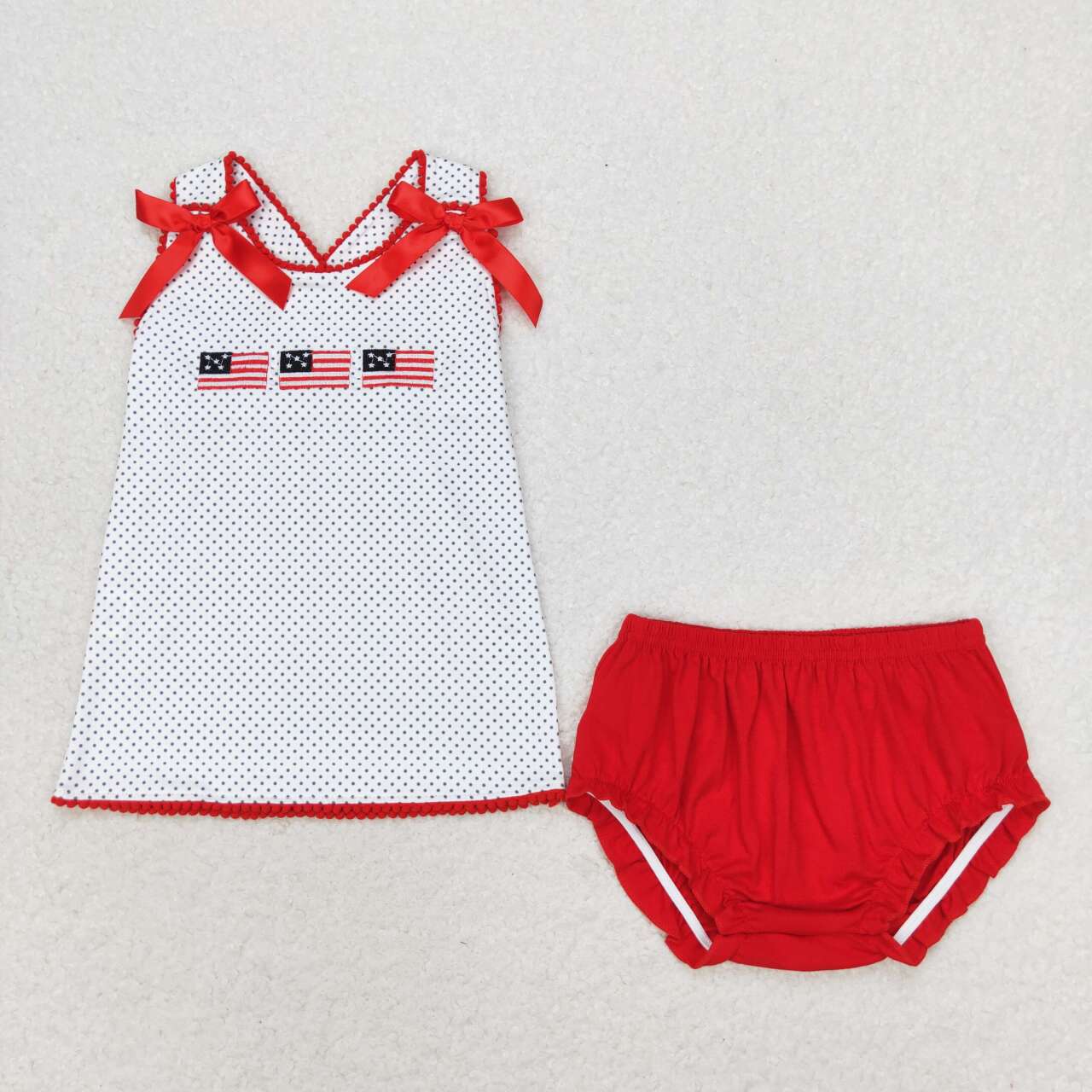 toddle girls embroidery American glg july 4th bummies set
