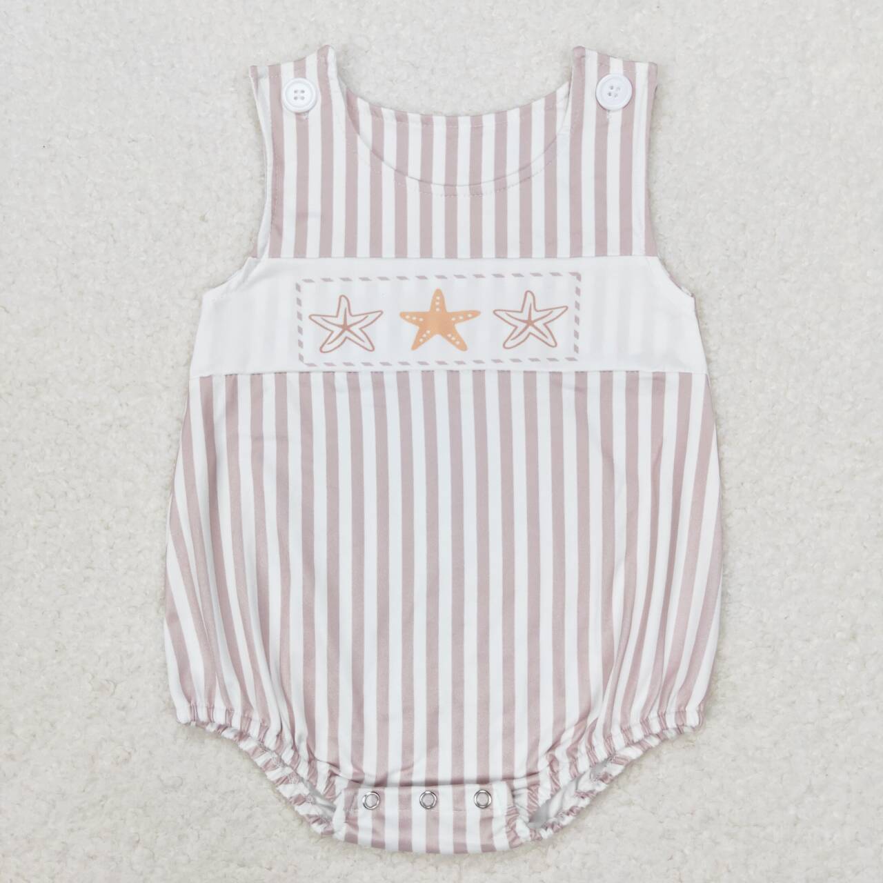 toddle baby boy khaki stripes starfish romper