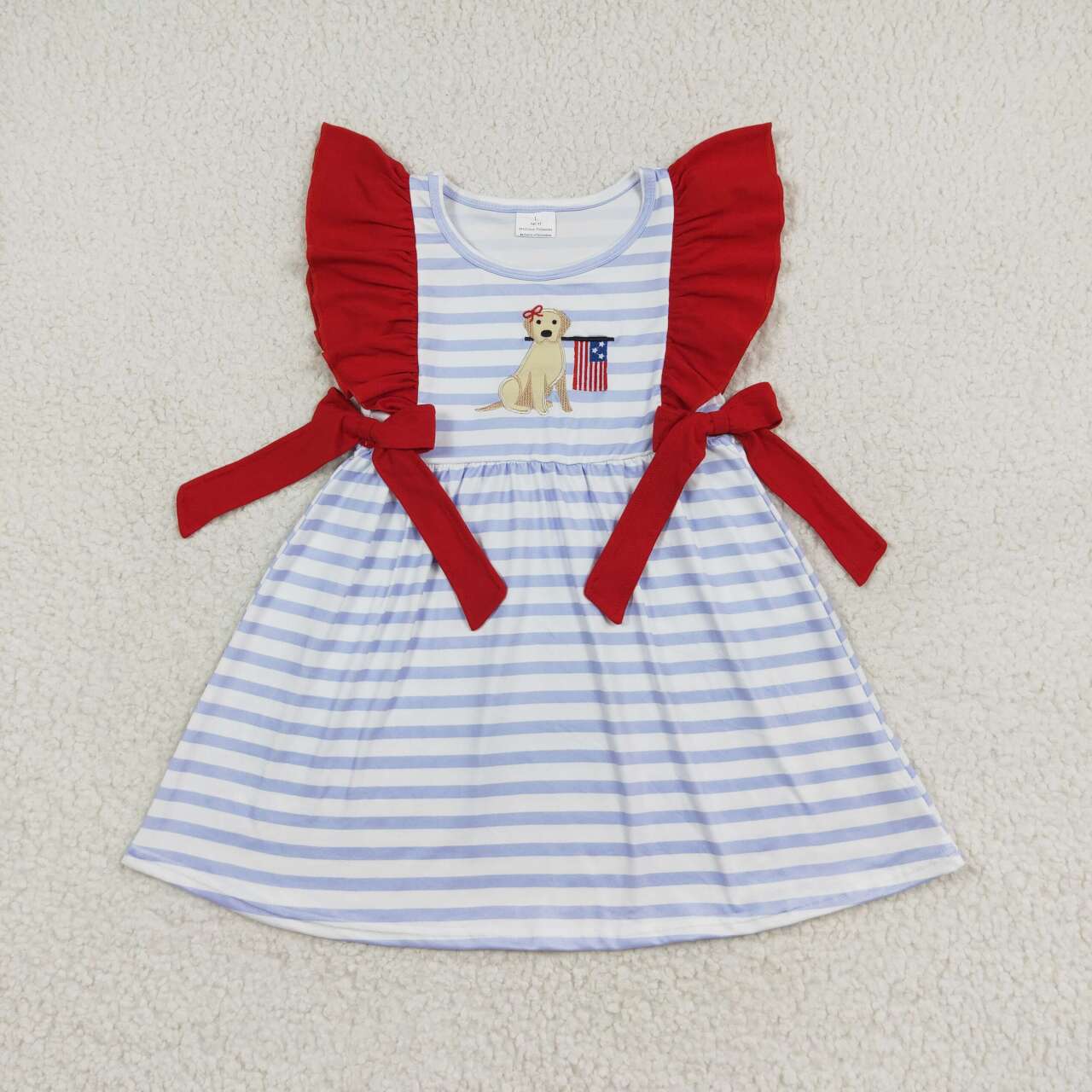 embroidery American flag dog july 4th dress