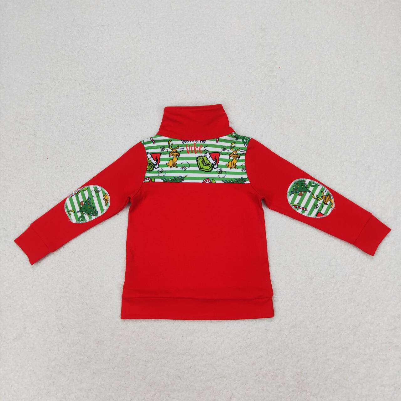 christmas green face baby boy long sleeve pullover