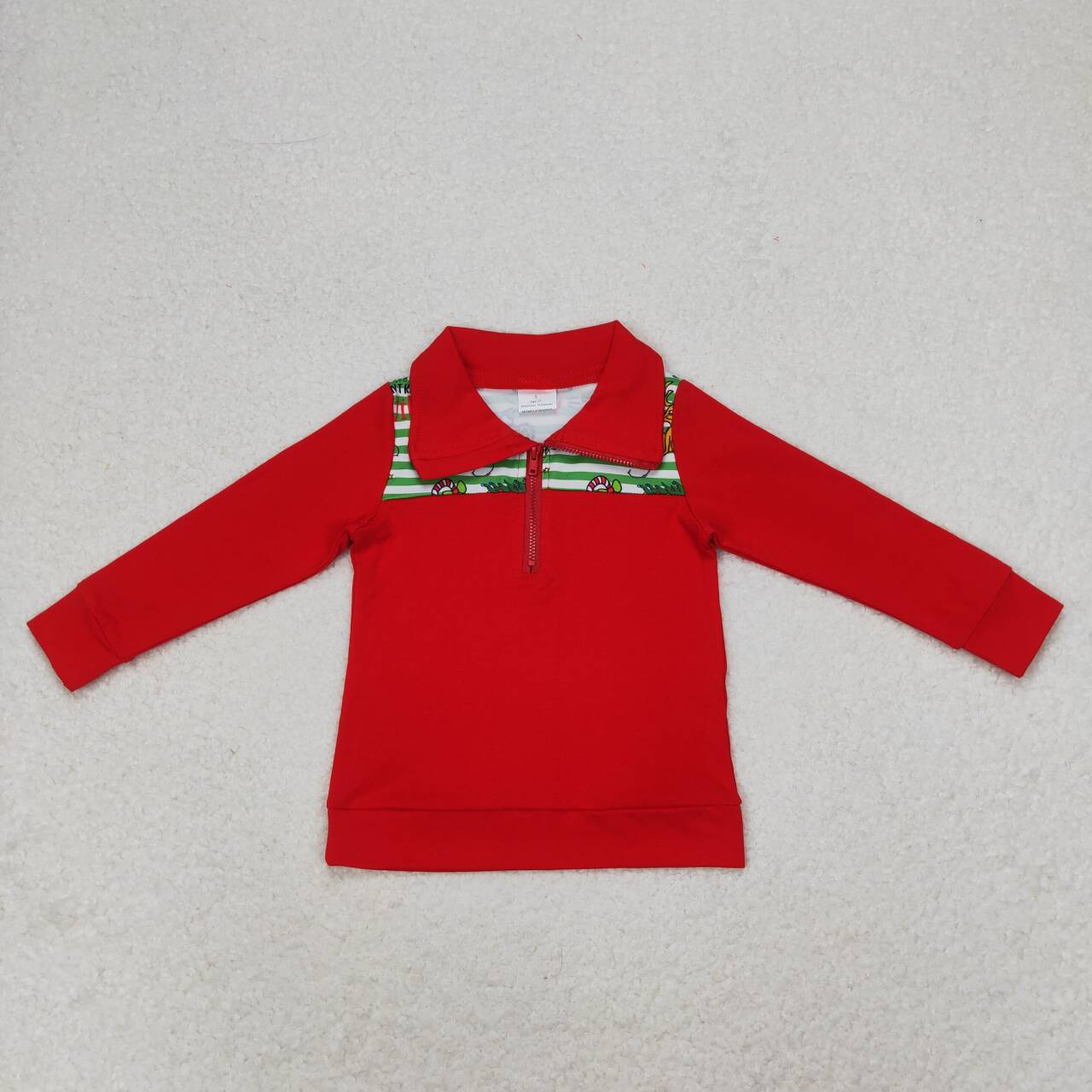 christmas green face baby boy long sleeve pullover