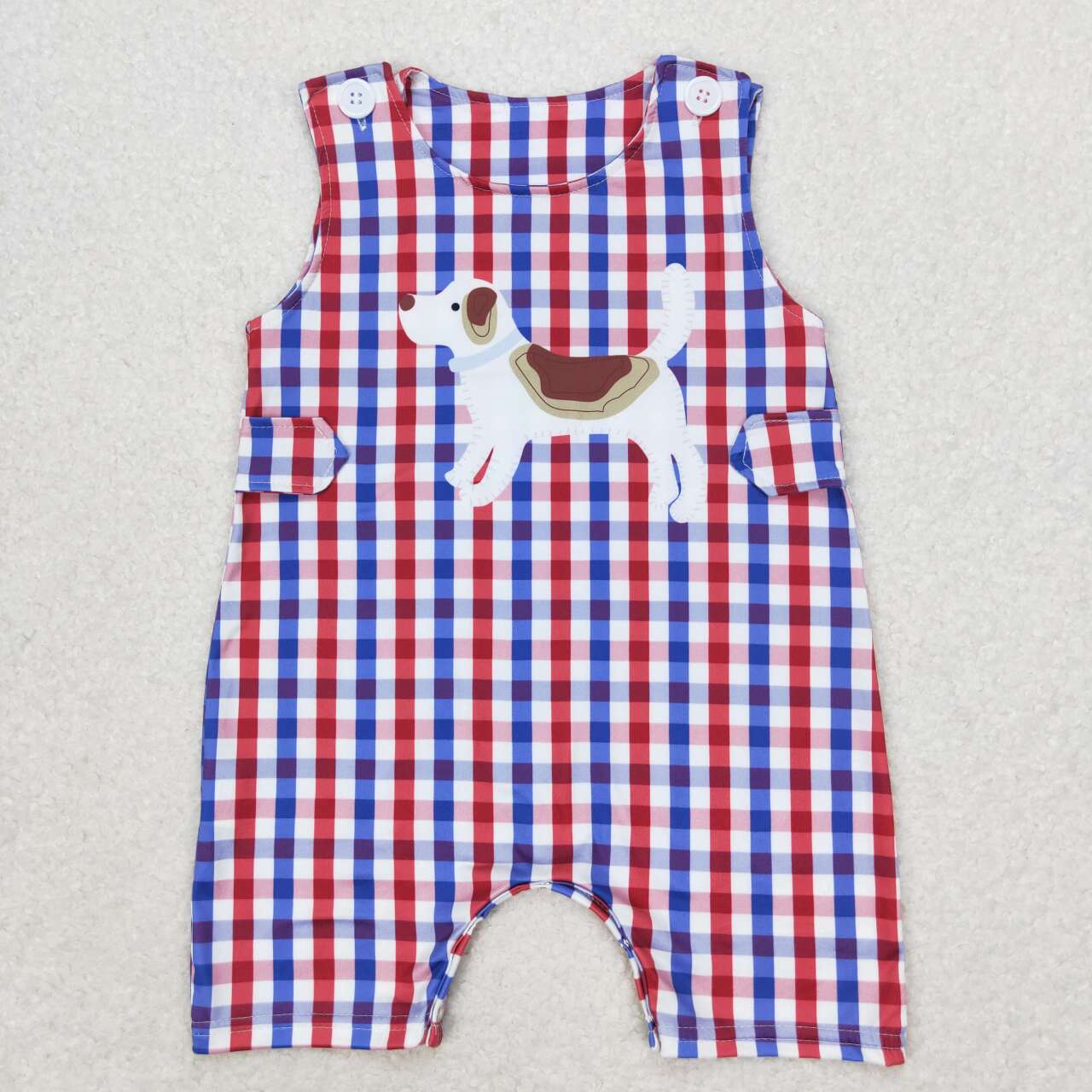 embroidery puppy dog july 4th romper