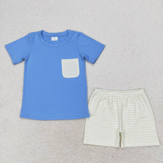 infant baby boy blue pocket outfit