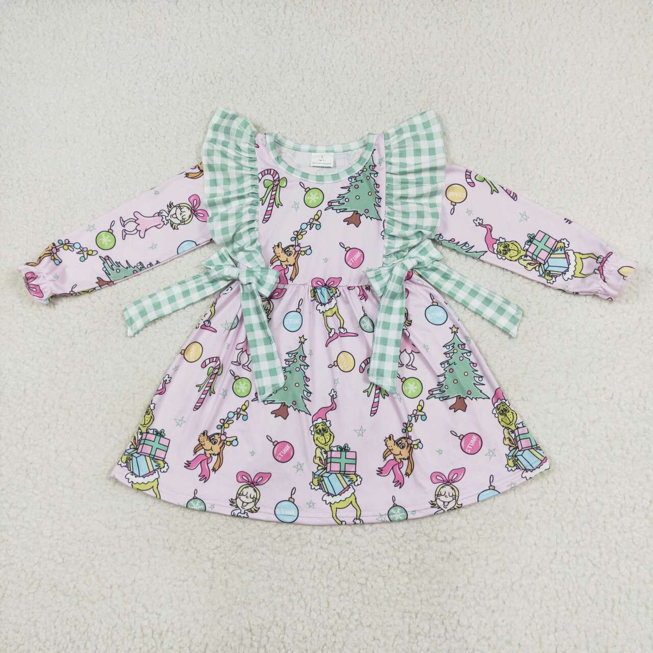 wholesale girls christmas green face dress