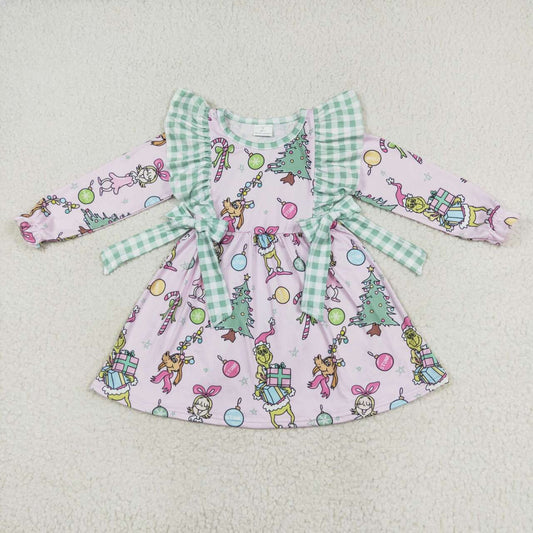 wholesale girls christmas green face dress