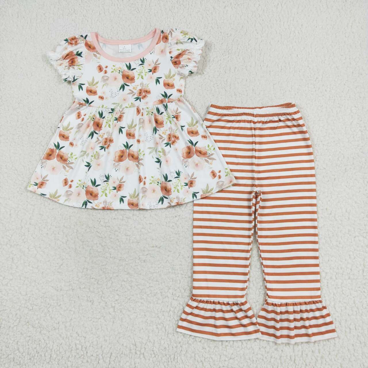 pink floral tunic top stripes pants baby girls outfit