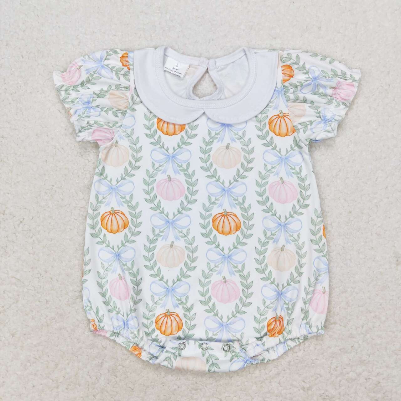 toddle baby girl pink pumpkin floral romper