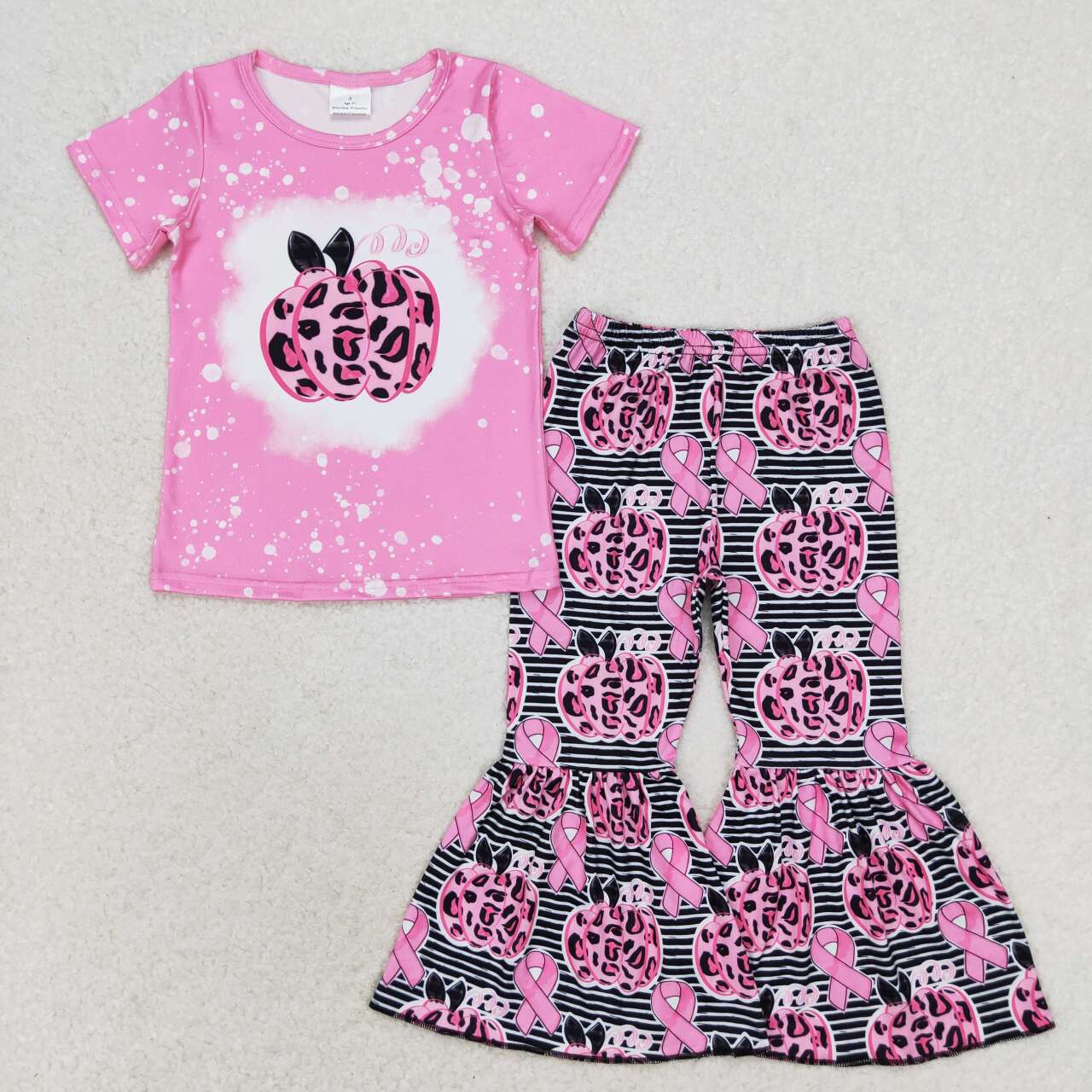 in october we wear pink cheetah pumpkin short sleeve girls clothes