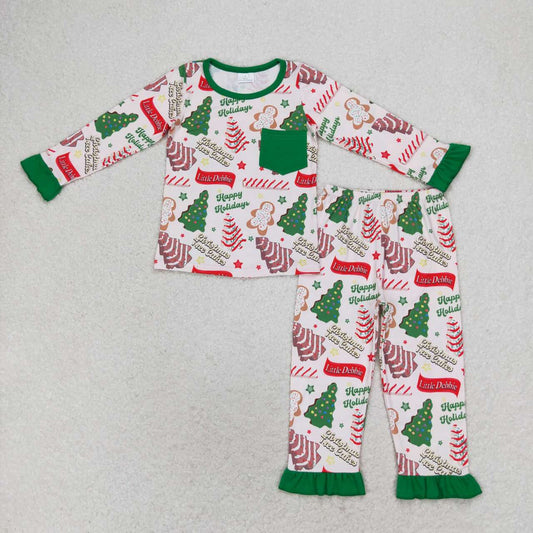 baby girl christmas tree cake long sleeve pajama set
