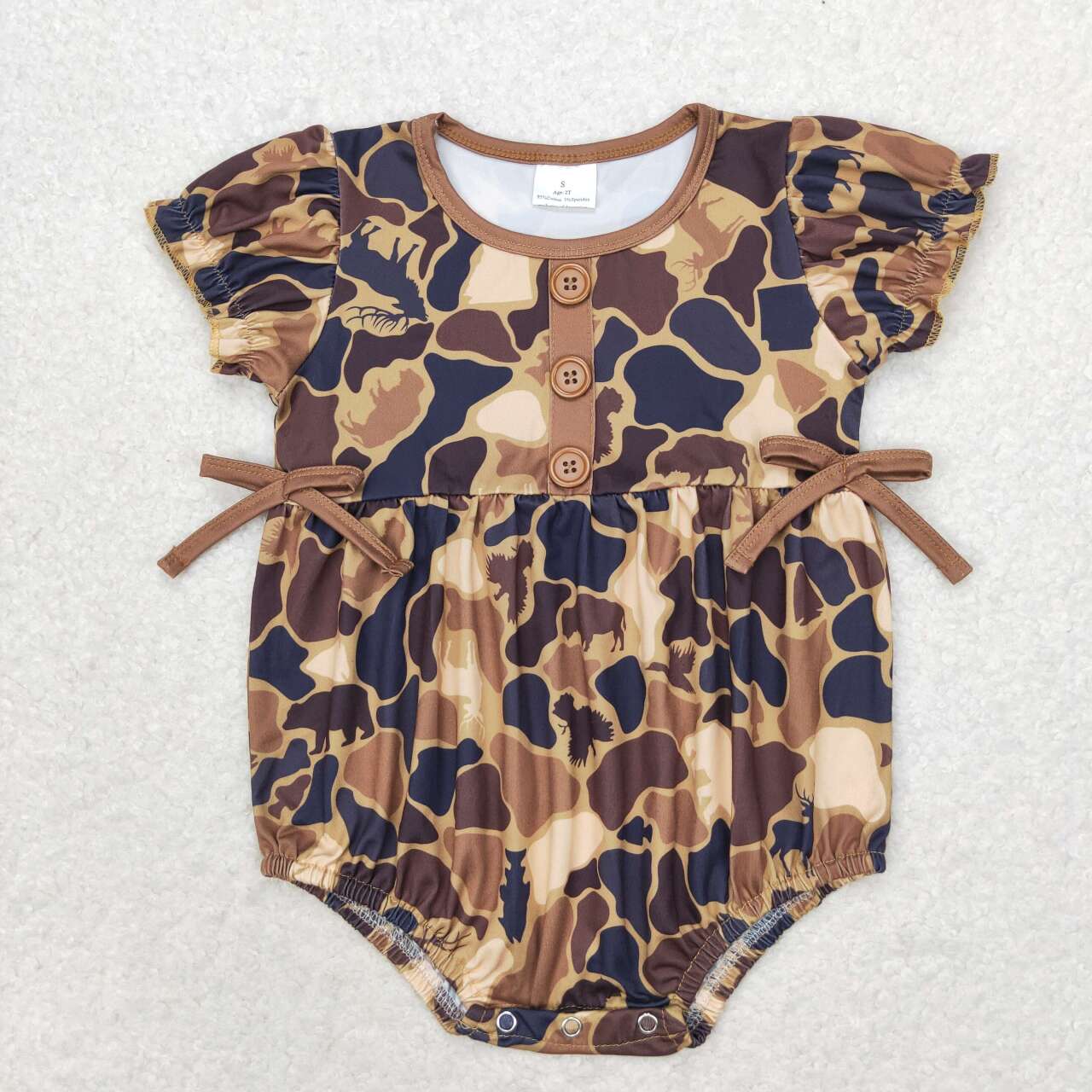 toddle baby girl camo animal romper