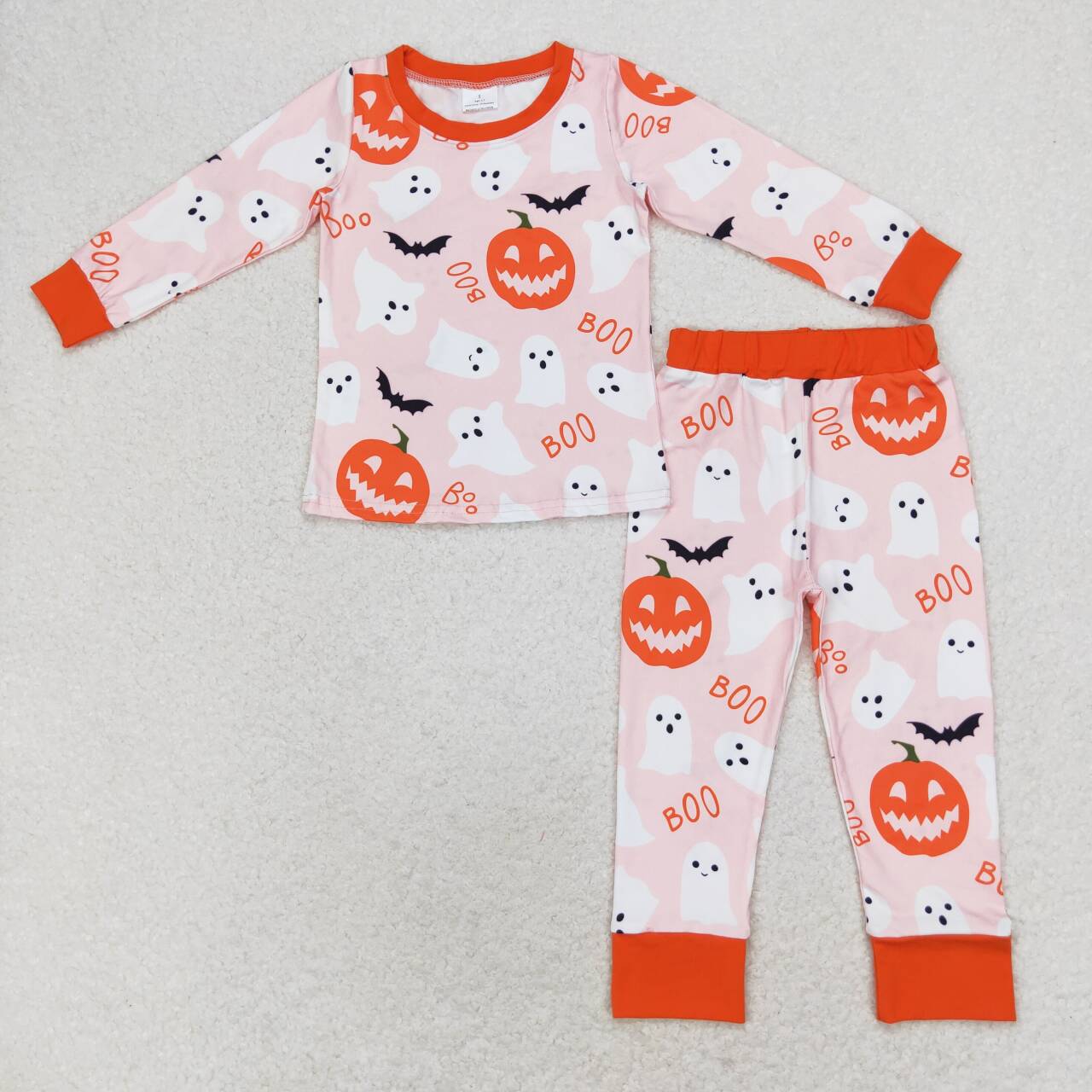 sister brother long sleeve halloween pumpkin ghost pajama set