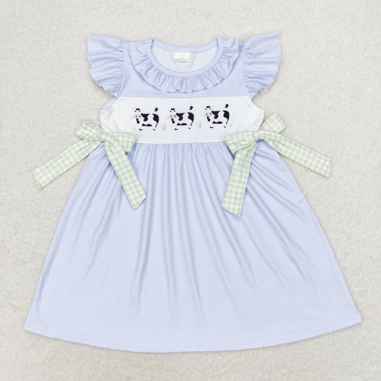 farm animal cow blue dress